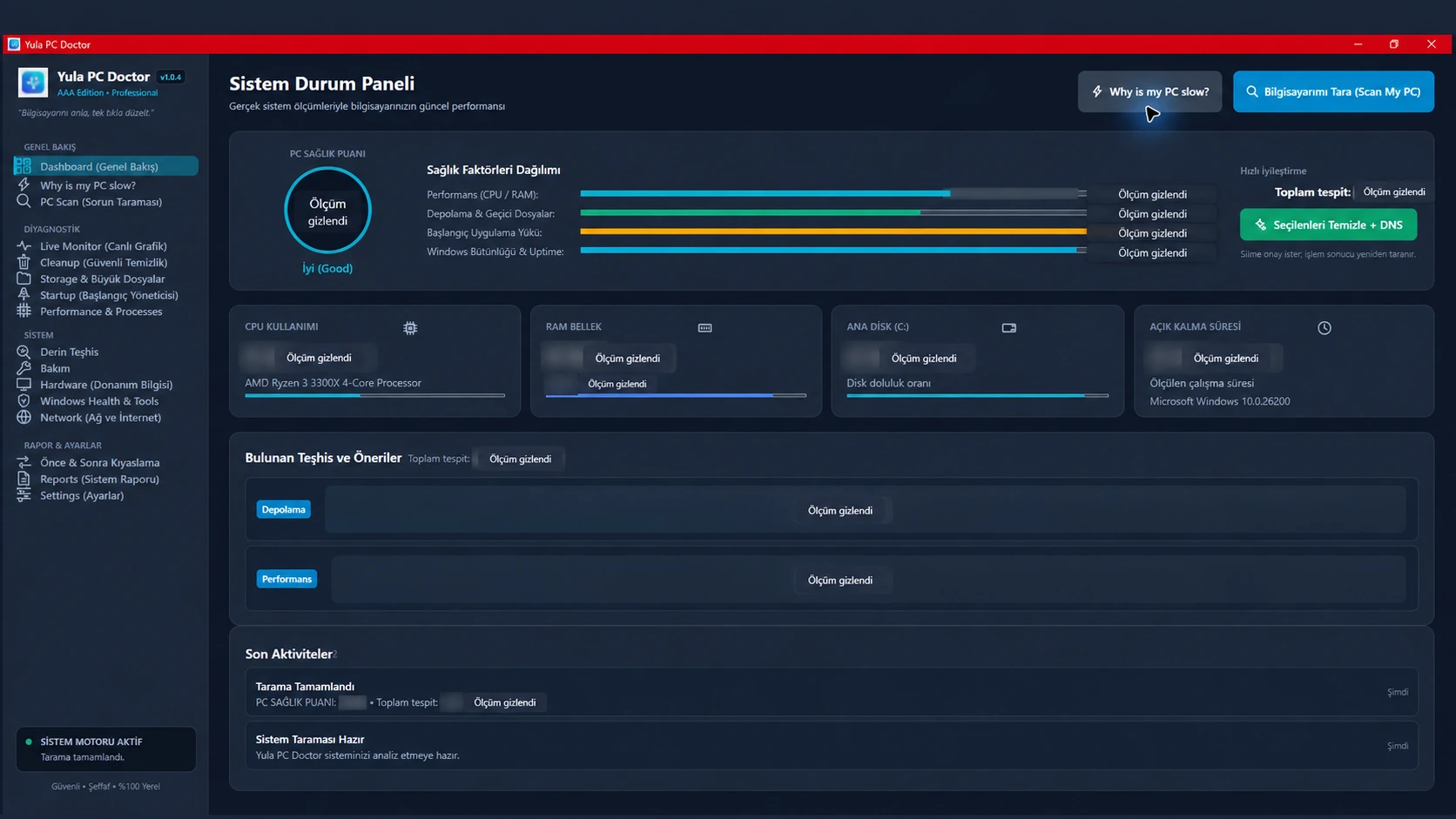 Masked real Yula PC Doctor overview screen